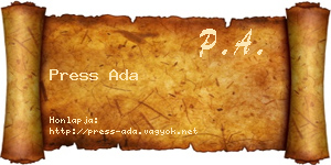 Press Ada névjegykártya